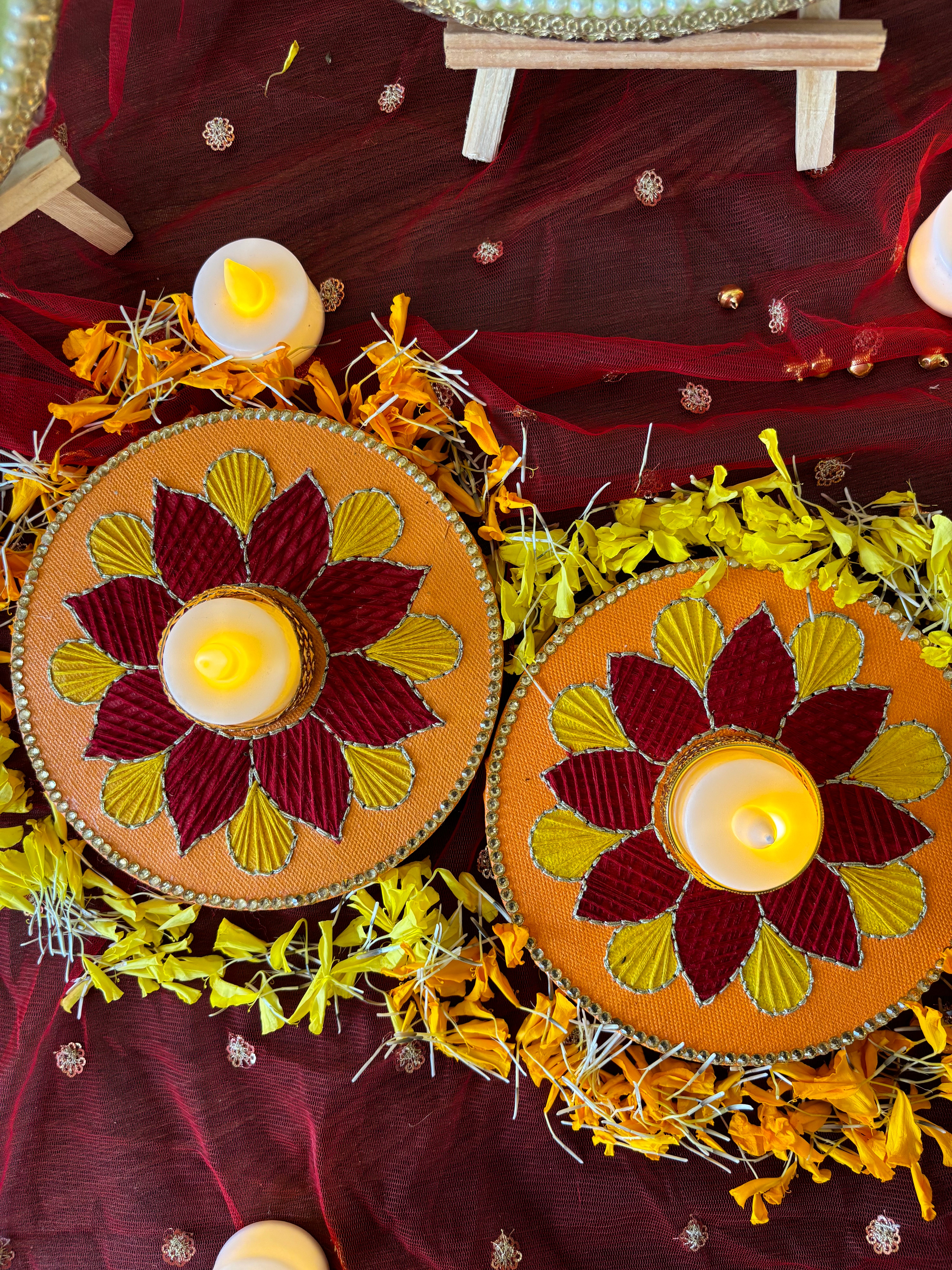 Embroidered Diya Holders - Diwali Decoration