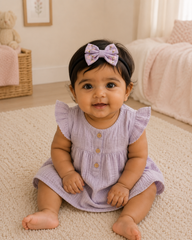 Violet Petals-  Embroidered Bow Hair Ties