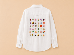 Bloom Grid - Cotton Linen Embroidered Shirt