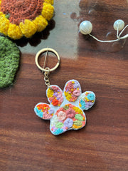 Dog Paw Embroidered Keychain