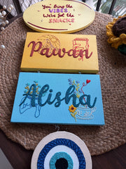 Embroidered Hanging Name Plate - 2 Names