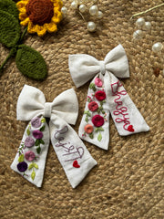 Name Customized Embroidered Bow