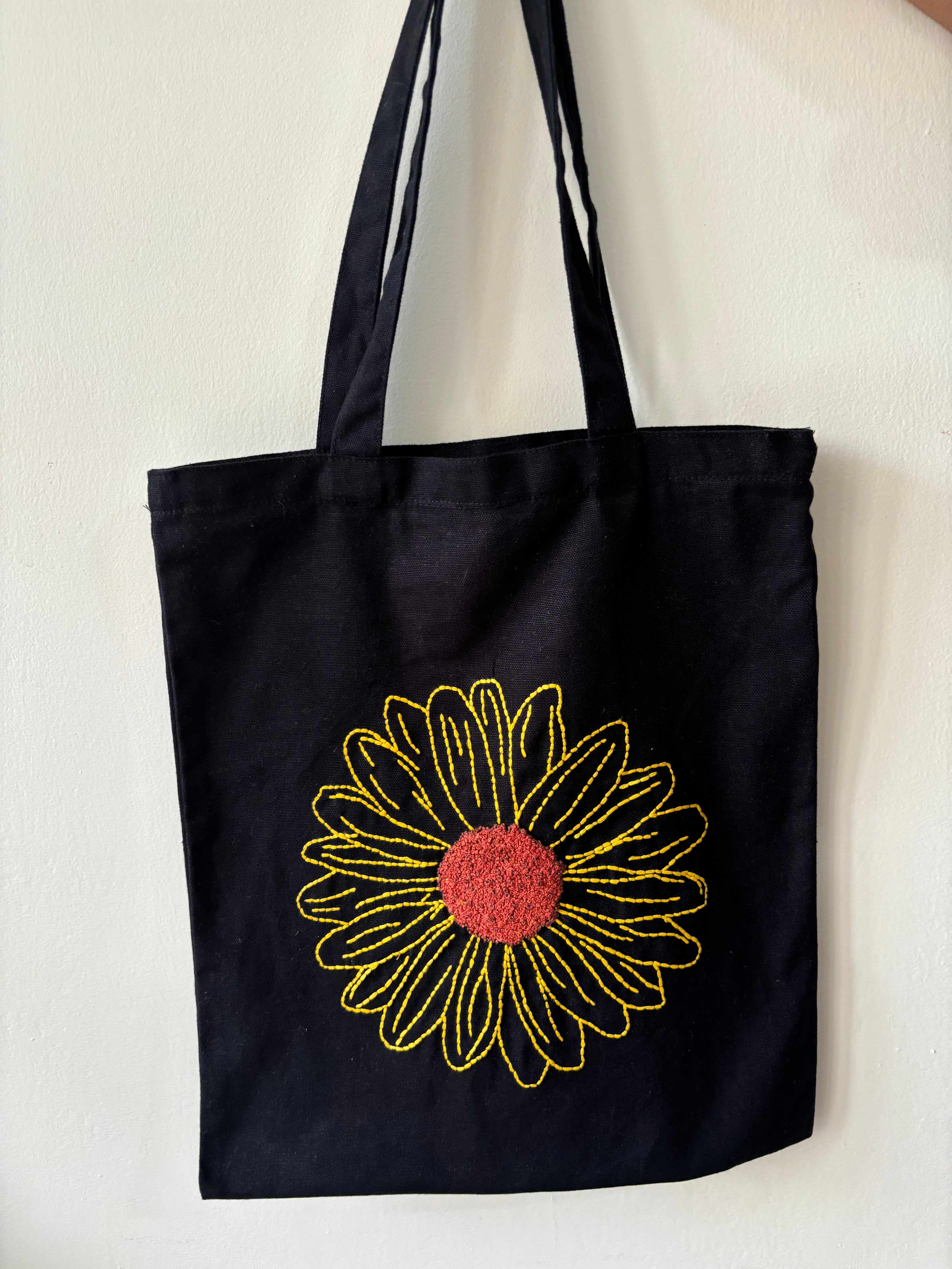 Abstract Flower - Embroidered Tote Bag