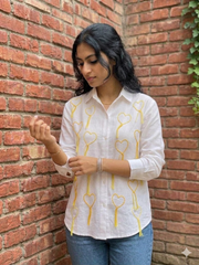 Heartstrings - Cotton Linen Embroidered Shirt