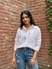 Threaded Petals - Cotton Linen Embroidered Shirt