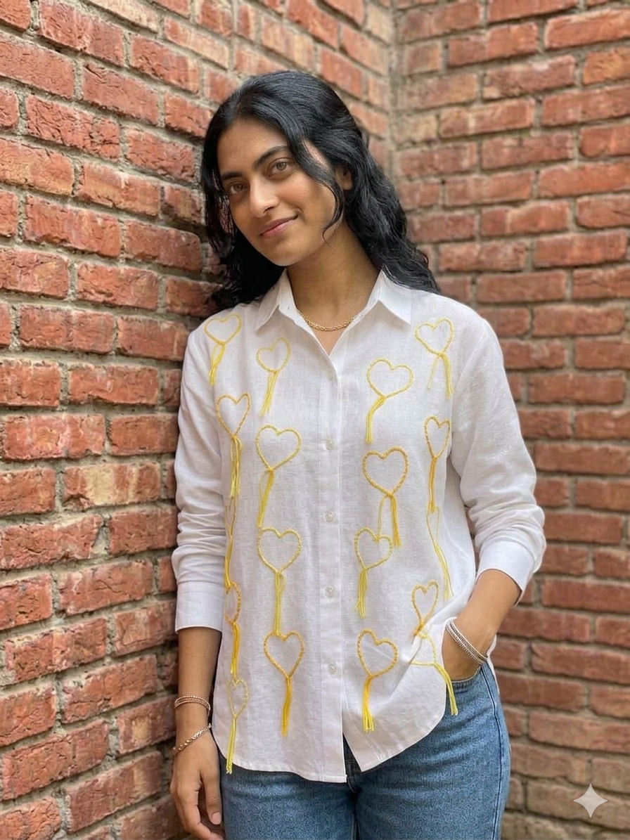 Heartstrings - Cotton Linen Embroidered Shirt