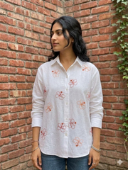 Threaded Petals - Cotton Linen Embroidered Shirt