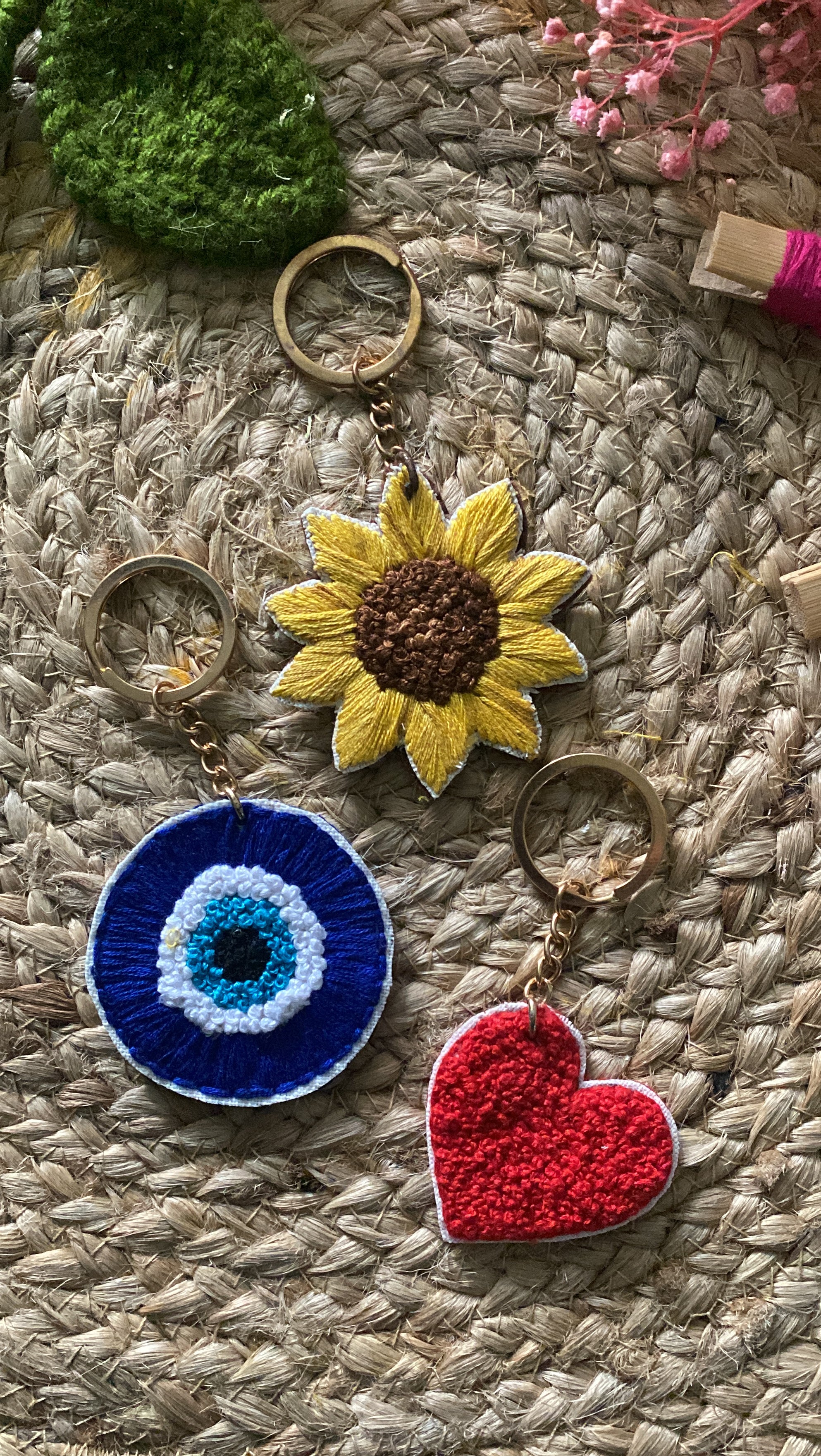 Sunflower Embroidered Keychain