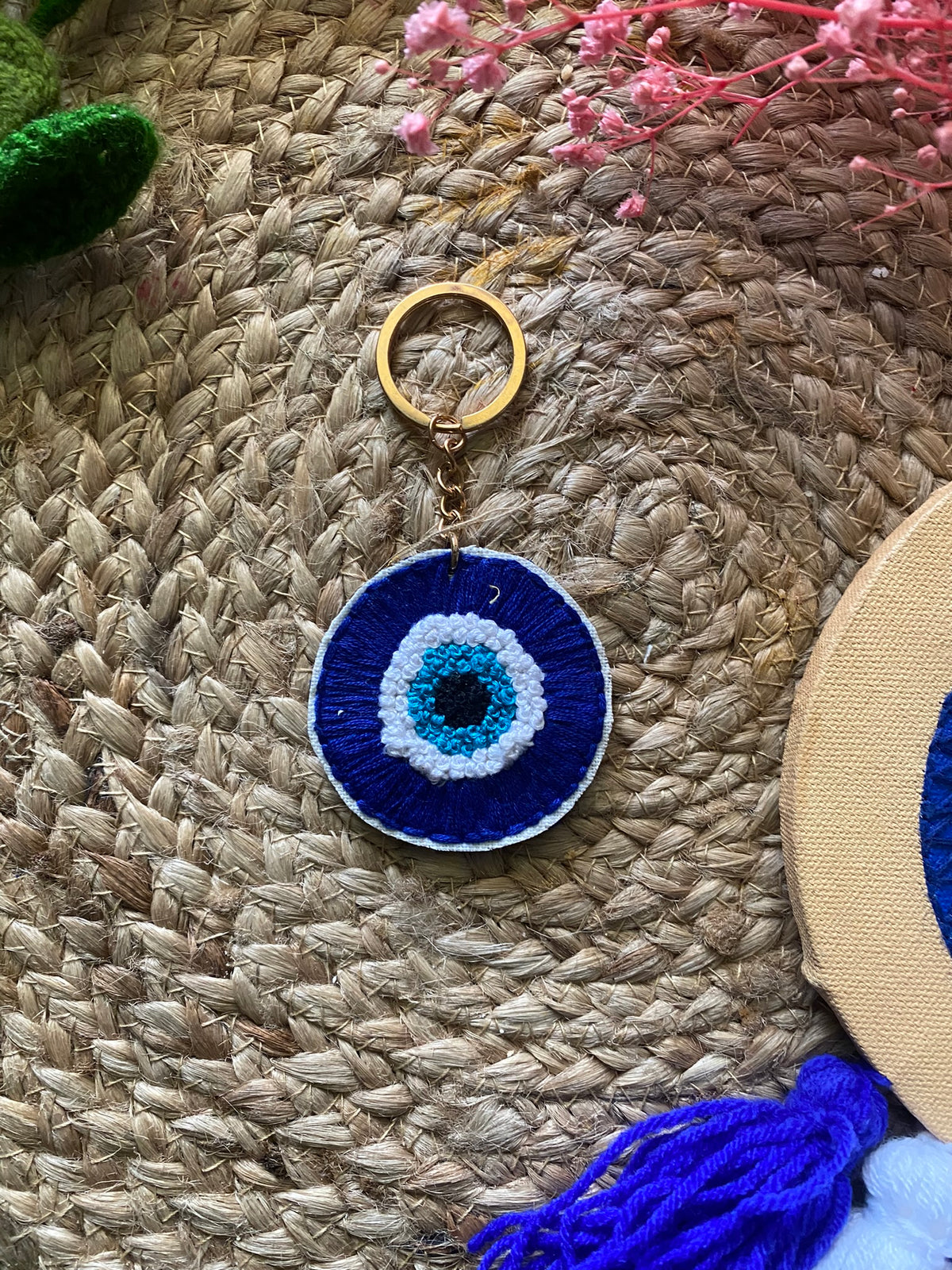 Evil Eye Embroidered Keychain