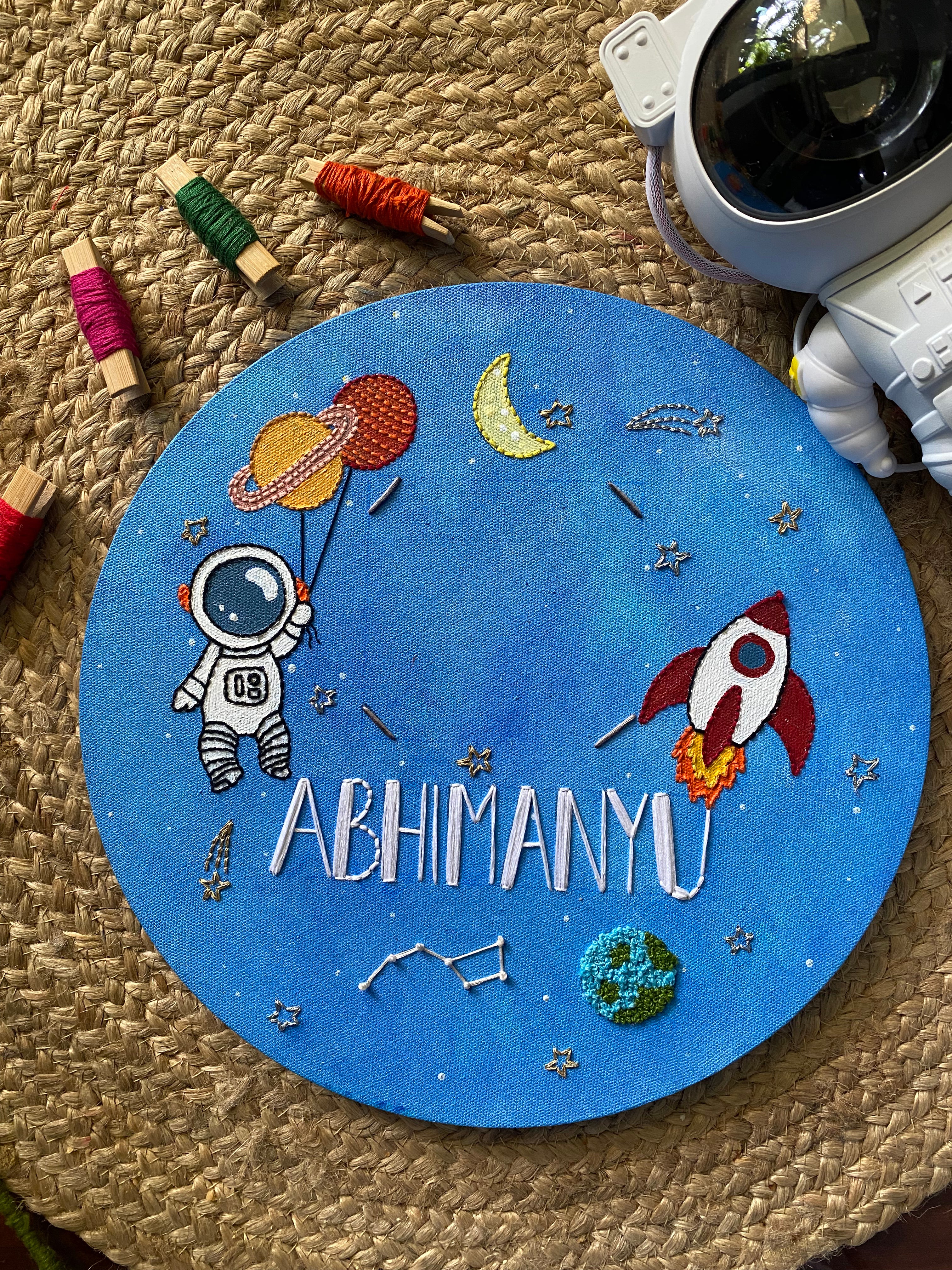 Space Theme Photo Name Canvas