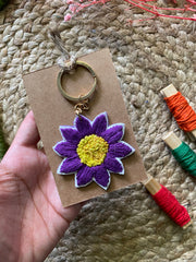 Aster Embroidered Keychain