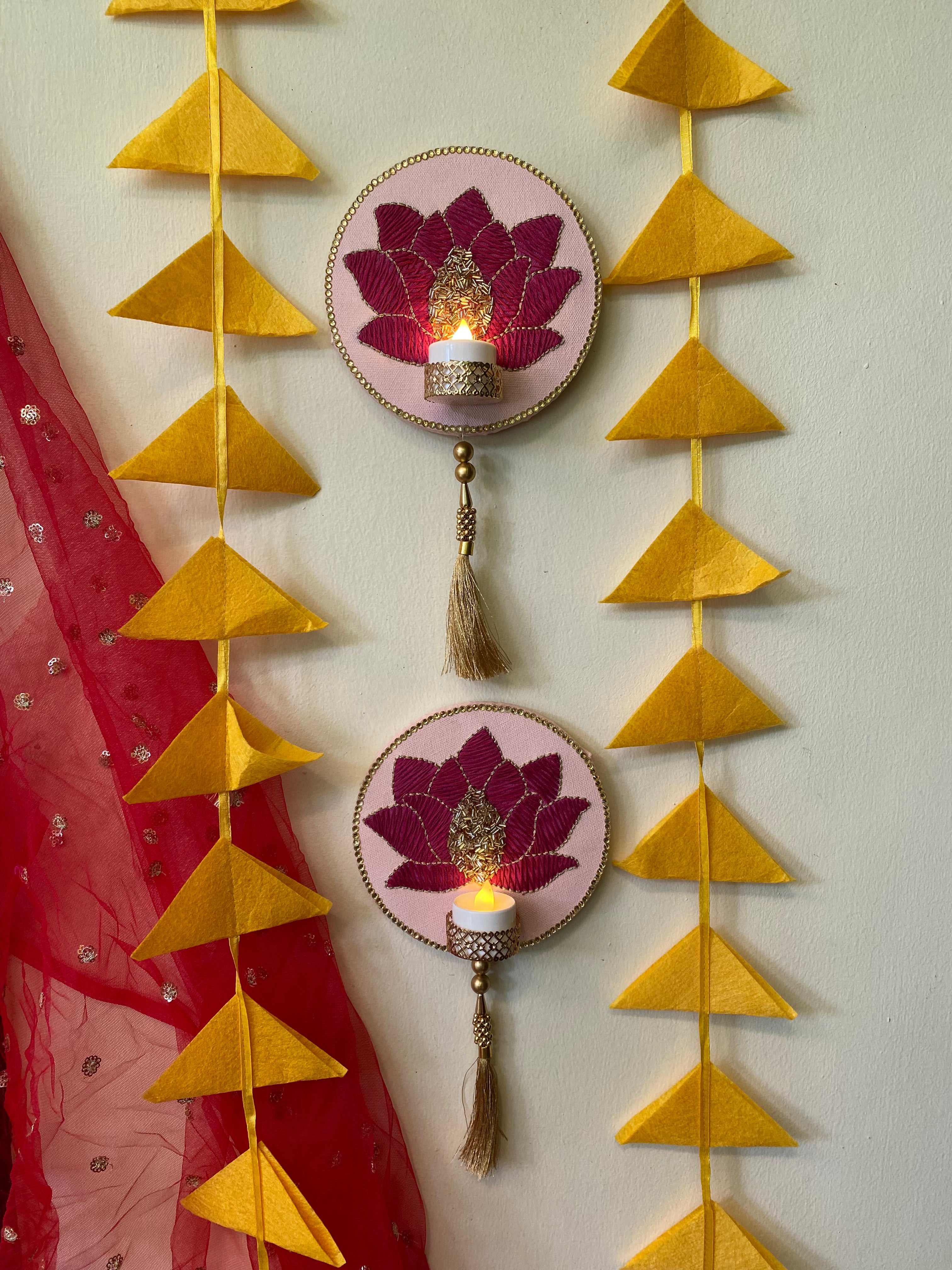 Lotus Diya Holders - Diwali Decoration