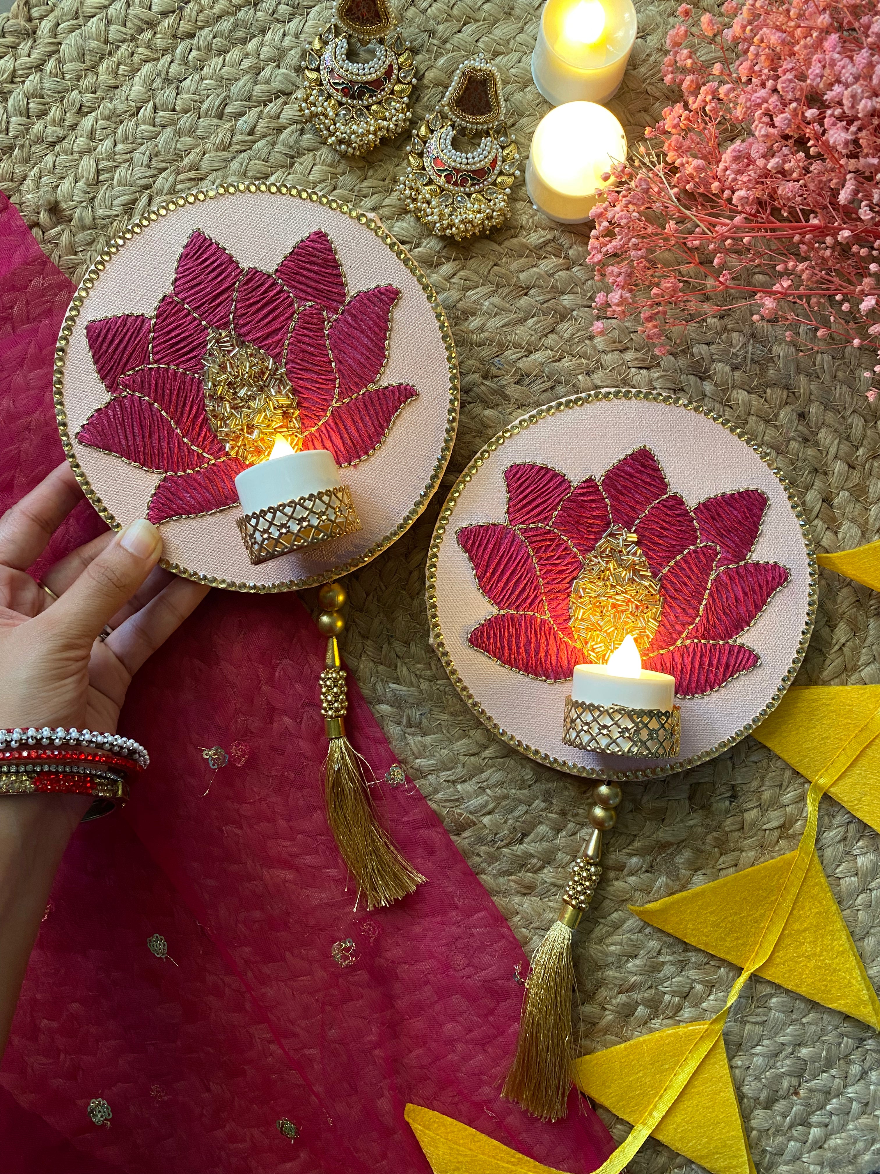 Lotus Diya Holders - Diwali Decoration