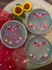 Heart Embroidered Channi - Karwachauth Special