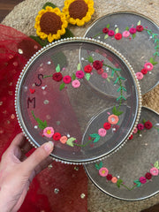 Heart Embroidered Channi - Karwachauth Special