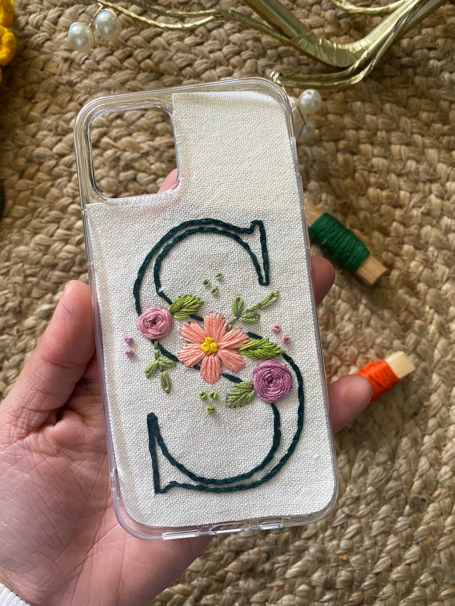 Name Initial - Embroidered Mobile Cover