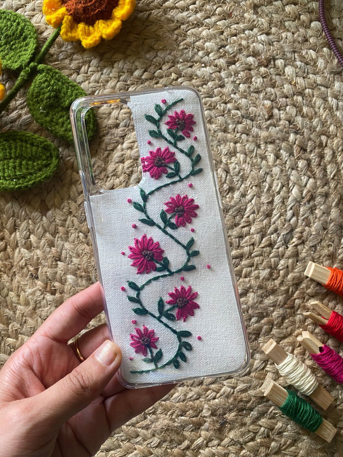 Floral Mandala- Embroidered Mobile Cover