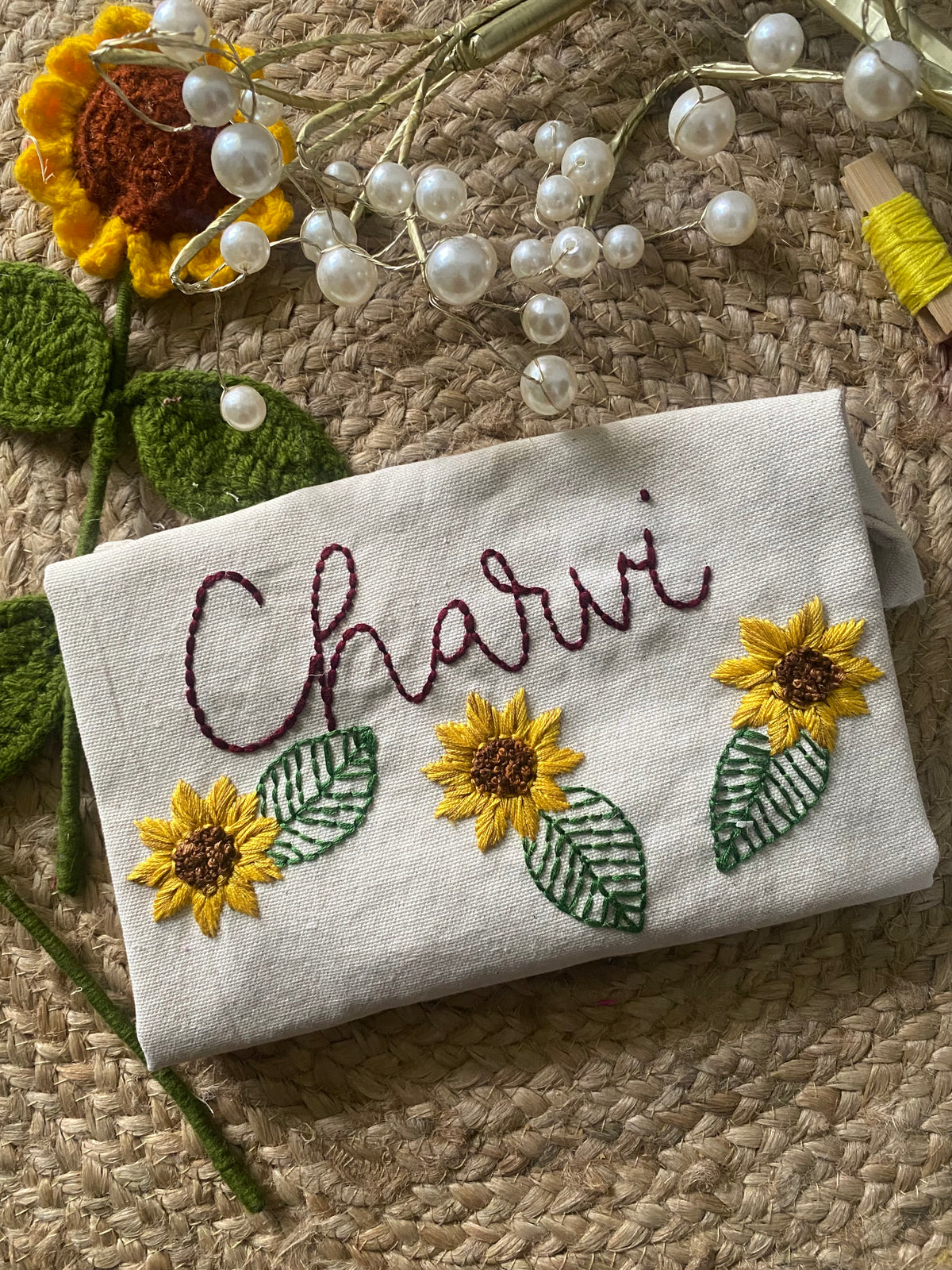 Sunflower - Embroidered Tote Bag