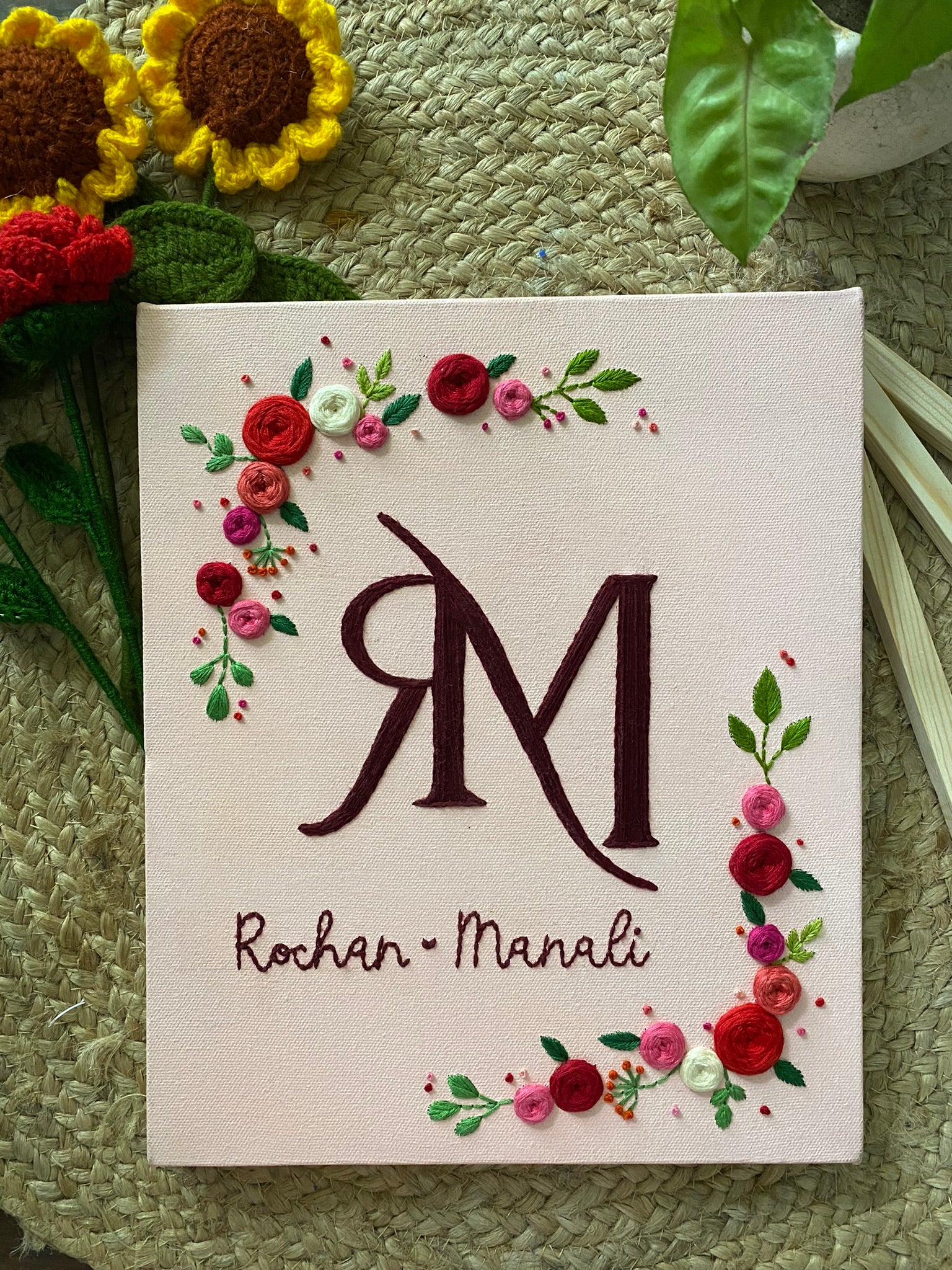 Blooming Roses - Embroidered Name Plate