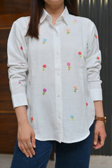 Garden Whimsy - Cotton Linen Embroidered Shirt