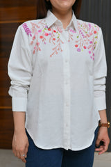 Wildflower Whisper - Cotton Linen Embroidered Shirt