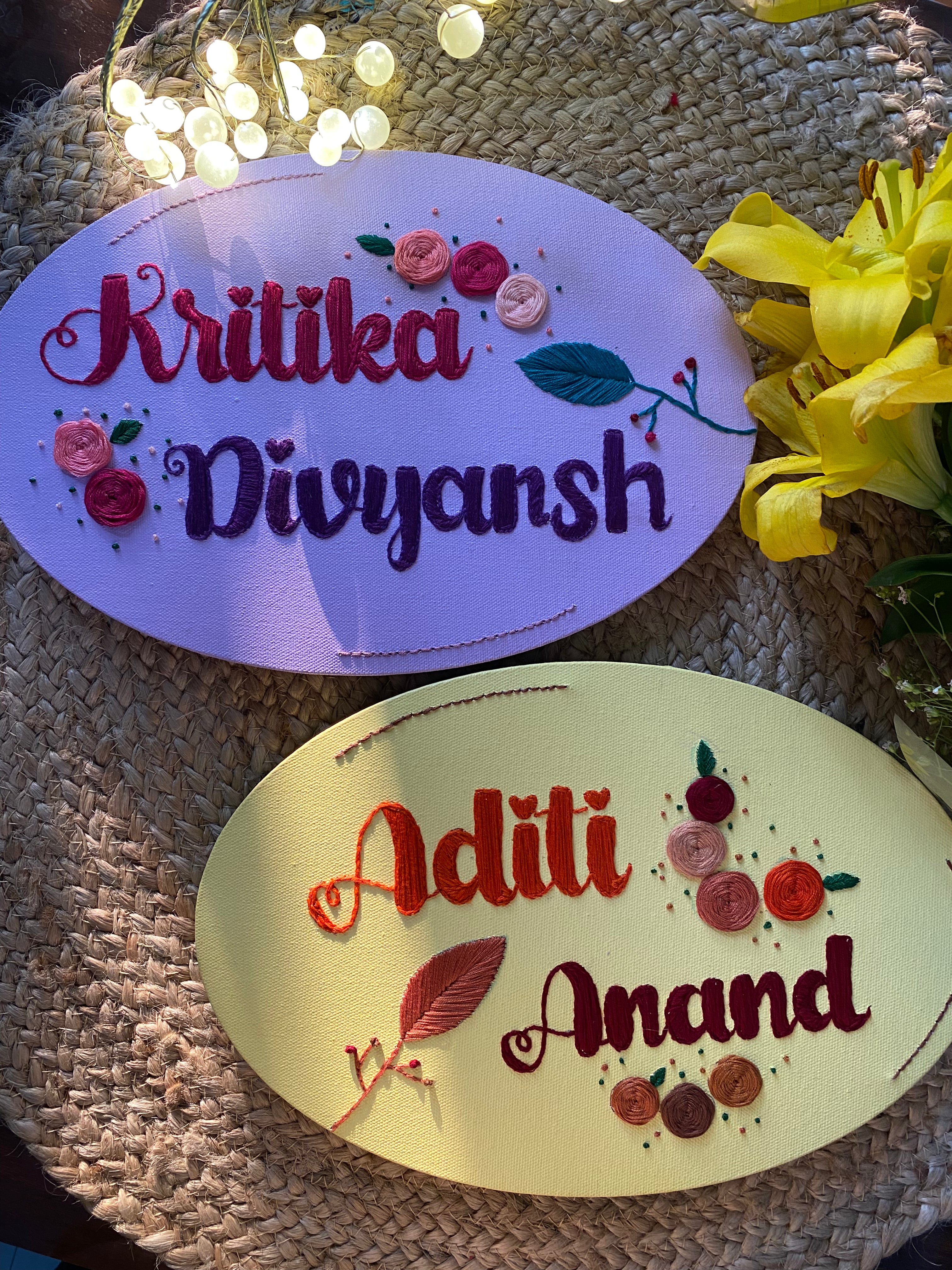 Oval Floral Name Plate