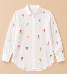 Garden Whimsy - Cotton Linen Embroidered Shirt