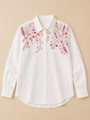 Wildflower Whisper - Cotton Linen Embroidered Shirt